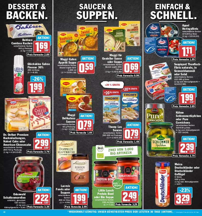 Aktueller Prospekt Hit - Prospekte - von 22.05 bis 27.05.2023 - strona 10 - produkty: backmischung, Backmischungen, bahlsen, beutel, bio, blume, blumen, blumenöl, cheesecake, comtess, comtess kuchen, delikatess sauce, dessert, Dr. Oetker, eis, elle, filet, filets, finesse, fisch, Geflügel, glücksklee, hering, Herings, heringsfilets, kuchen, Kühne, maggi, meica, morellen, natur, natura, odenwald, reis, rel, ring, sahne, salat, sauce, saucen, saupiquet, schattenmorellen, schlemmertöpfchen, sonnenblume, sonnenblumen, sonnenblumenöl, suppe, suppen, thomy, thomy les sauces, thunfisch, Ti, Töpfchen, ZTE, zucker