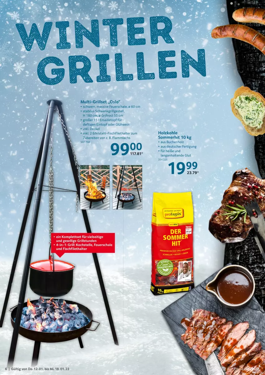 Aktueller Prospekt Selgros - Food - von 12.01 bis 18.01.2023 - strona 6 - produkty: buch, decke, Deckel, edelstahl, eintopf, feuerschale, filet, fisch, Glühwein, grill, grillrost, Holz, holzkohle, lachs, lamm, LG, maille, Schal, Schale, Ti, topf, wein