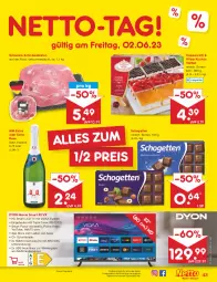 Gazetka promocyjna Netto Marken-Discount - Filial-Angebote - Gazetka - ważna od 03.06 do 03.06.2023 - strona 43 - produkty: angebot, Bau, bestpreis, braten, coppenrath, deo, dyon, eis, elle, HbbTV, hd triple tuner, HDMI, kuchen, led tv, mm extra, netflix, nuss, reis, schinken, schinkenbraten, schogetten, schwein, schweine, sekt, Ti, tuner, usb, wein, weine, Yo, ZTE