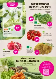 Gazetka promocyjna Denns Biomarkt - Prospekte - Gazetka - ważna od 06.12 do 06.12.2022 - strona 2 - produkty: angebot, angebote, apfel, eis, elle, grana, granatapfel, kartoffel, kartoffeln, kohlrabi, obst, Rana, Rauch, reis, rosen, Rosenkohl, strauchtomaten, tomate, tomaten, vorteilspreis