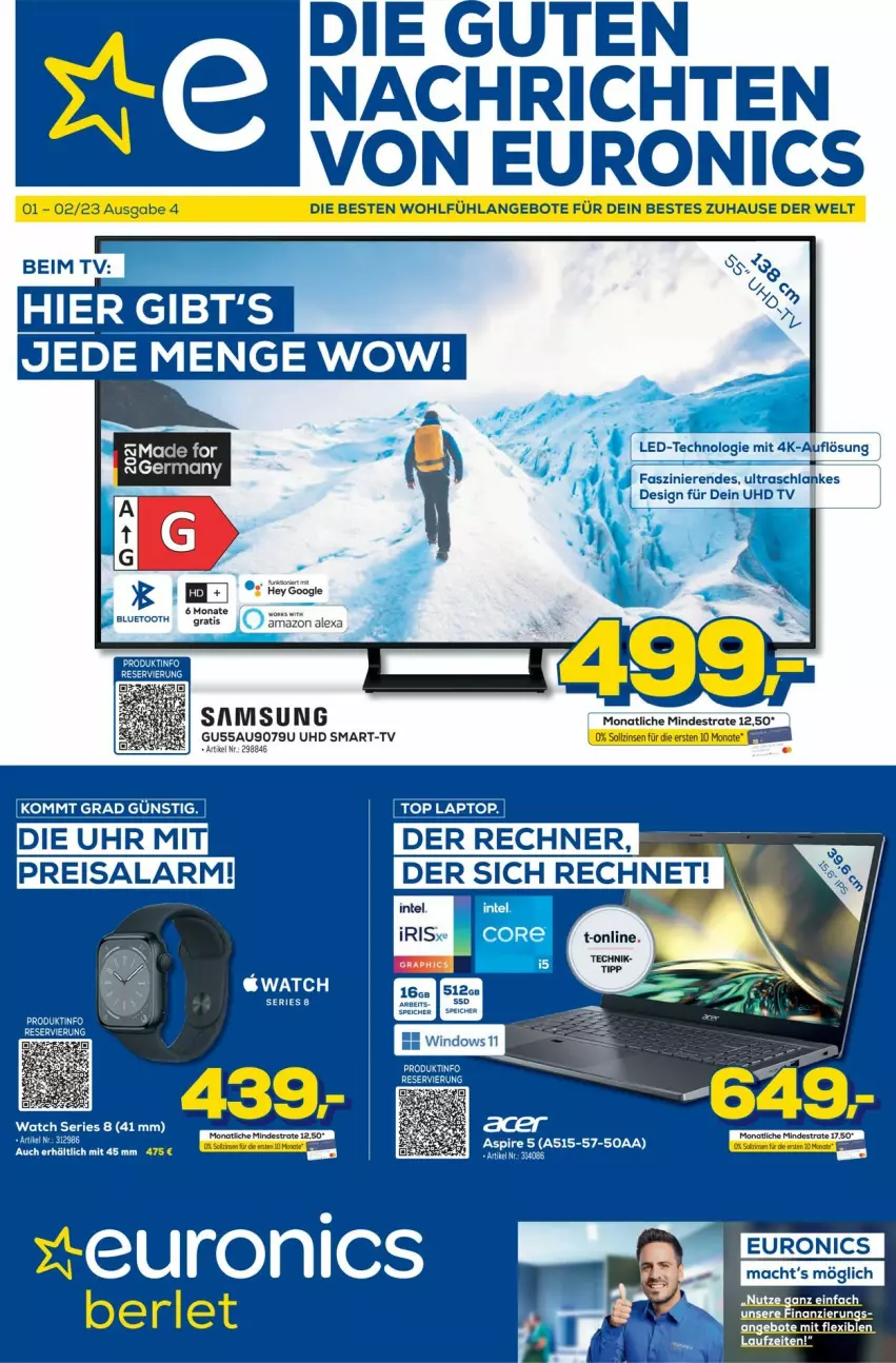 Aktueller Prospekt Euronics - Prospekte - von 01.02 bis 08.02.2023 - strona 1 - produkty: eis, Intel, reis, ssd, Ti, uhd, uhr