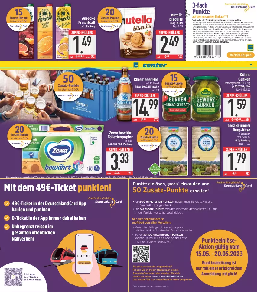 Aktueller Prospekt E Center - Angebote der Woche - von 15.05 bis 20.05.2023 - strona 9 - produkty: amecke, beko, beutel, buch, coupon, coupons, deka, deutschlandcard, eis, elle, erde, flasche, frucht, fruchtsaft, gurke, gurken, gutschein, Käse, Kühne, LG, nutella, papier, reis, ring, saft, super-knüller, Tchibo, tee, telefon, Ti, toilettenpapier, zewa, ZTE