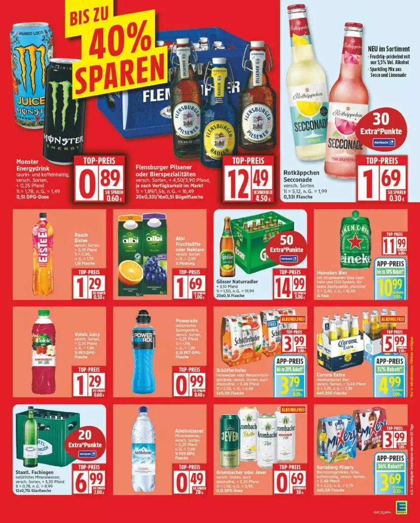 Aktueller Prospekt Edeka - Prospekte - von 30.06 bis 05.07.2025 - strona 13 - produkty: alkohol, Alwa, ecco, eis, flasche, frucht, glasflasche, gösser, limo, limonade, mineralwasser, natur, natürliches mineralwasser, radler, reis, rotkäppchen, Staatl. Fachingen, Ti, wasser
