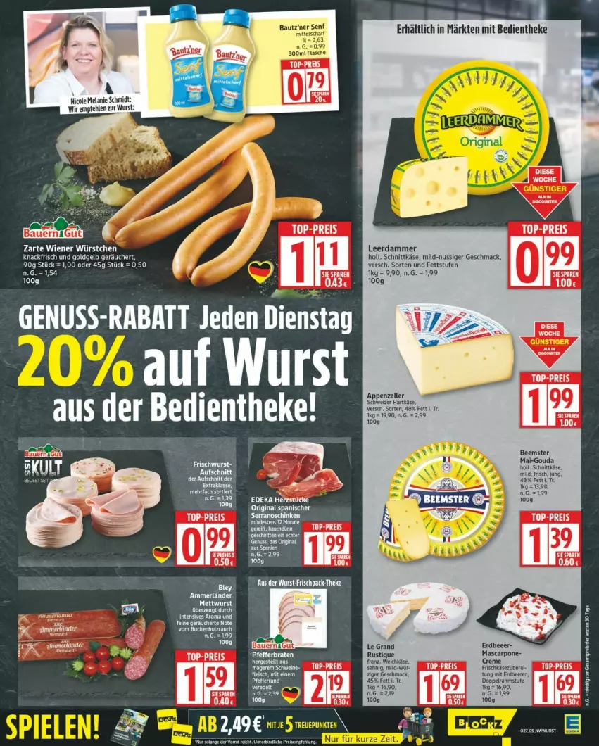 Aktueller Prospekt Edeka - Prospekte - von 30.06 bis 05.07.2025 - strona 5 - produkty: appenzeller, Beemster, beere, beeren, creme, deka, eis, Elan, elle, erdbeere, erdbeeren, frischkäse, gouda, hartkäse, HP, Käse, leerdammer, mac, mascarpone, merl, nuss, rama, reis, schnittkäse, schweizer hartkäse, Ti, top-preis, weichkäse, wiener, wiener würstchen, wurst, würstchen