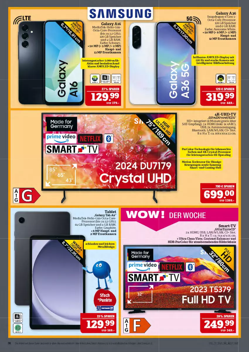 Aktueller Prospekt Marktkauf - Prospekt - von 29.06 bis 05.07.2025 - strona 30 - produkty: akku, deo, eis, ente, Germ, HDMI, Intel, kamera, LG, netflix, Samsung, tablet, Ti, uhd, UHD-TV, usb