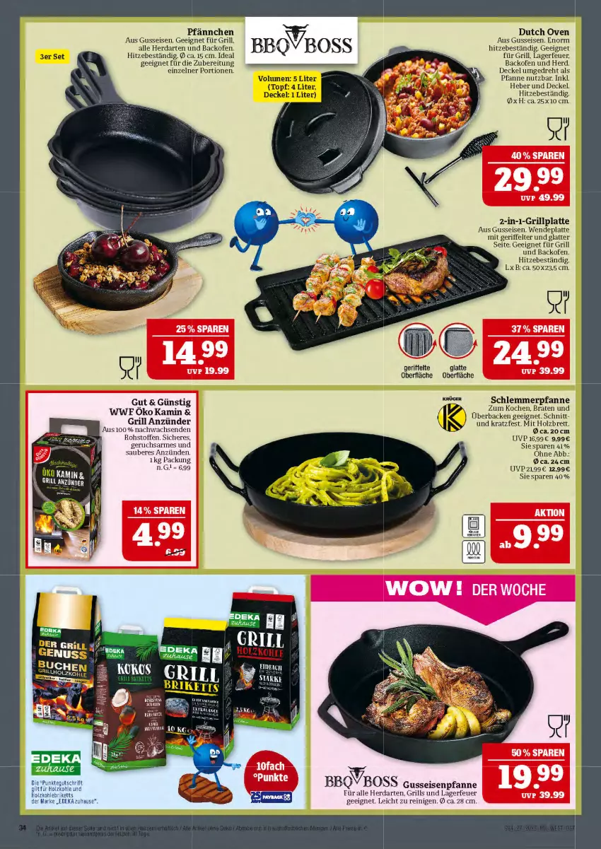 Aktueller Prospekt Marktkauf - Prospekt - von 29.06 bis 05.07.2025 - strona 34 - produkty: anzünder, backofen, backofen und, boss, briketts, decke, Deckel, deka, eis, grill, grillplatte, herdarten, Holz, holzkohle, Kamin, latte, Ofen, pfanne, Ti, topf, tuc