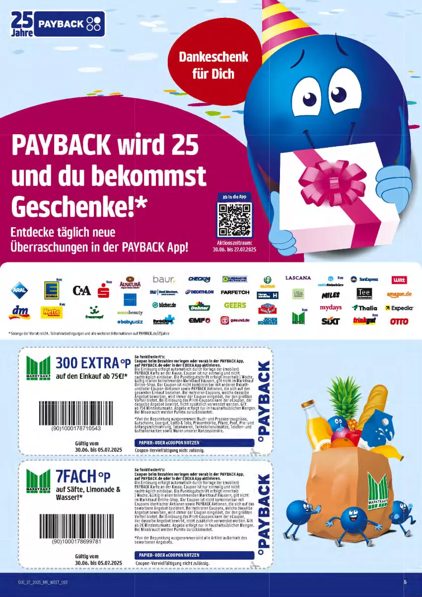 Aktueller Prospekt Marktkauf - Prospekt - von 29.06 bis 05.07.2025 - strona 5 - produkty: akku, angebot, auto, buch, coupon, coupons, deka, eis, elle, erde, guthabenkarte, gutschein, gutscheine, Heu, LG, limo, limonade, milch, natur, payback, Rauch, reis, rwe, säfte, tee, telefon, Ti, tisch, wasser, Weste, Yo