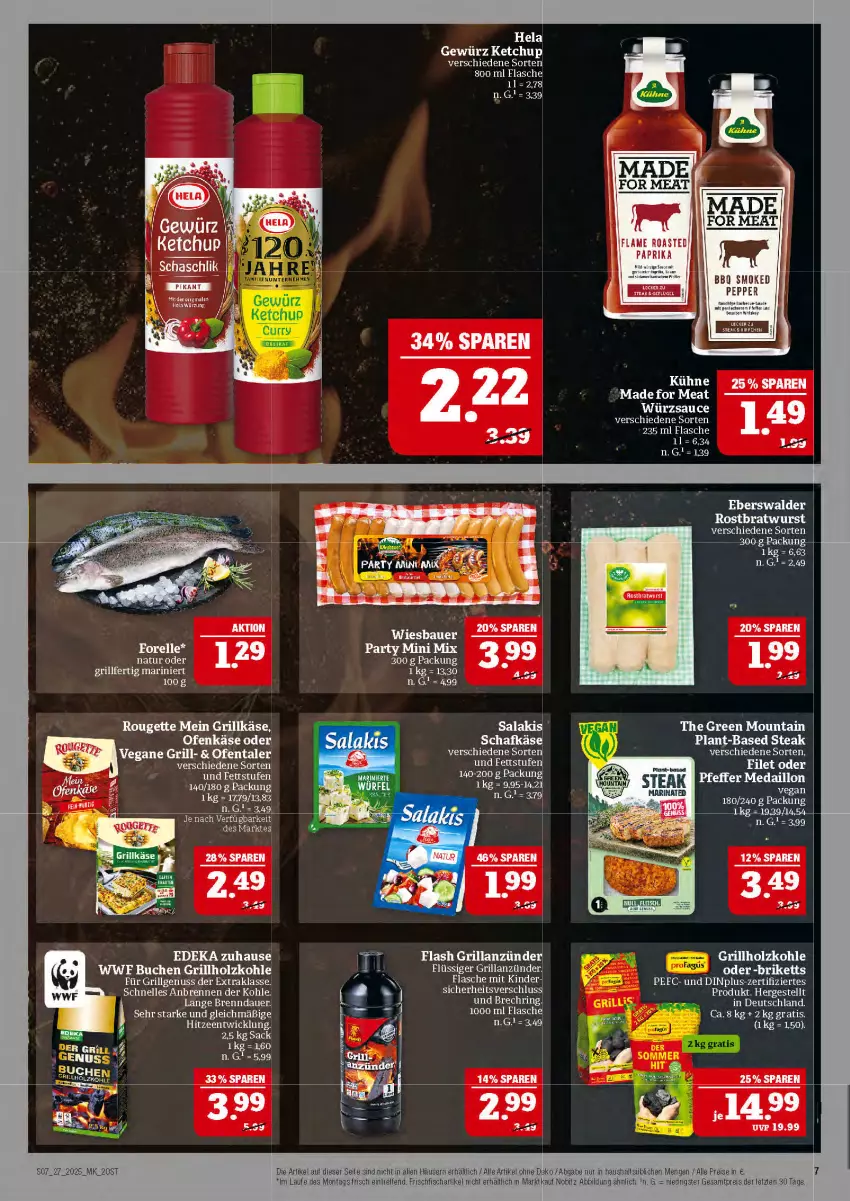 Aktueller Prospekt Marktkauf - Prospekt - von 29.06 bis 05.07.2025 - strona 7 - produkty: anzünder, auer, bratwurst, briketts, buch, deka, eis, elle, flasche, gewürz, gin, grill, grillanzünder, grillholzkohle, Hela, Holz, holzkohle, Käse, ketchup, Kinder, Kühne, LG, natur, nuss, Ofen, Ofenkäse, reis, ring, rostbratwurst, salakis, schafkäse, steak, tee, Ti, WICK, wurst, ZTE
