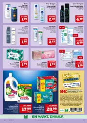 Gazetka promocyjna Marktkauf - Prospekt - Gazetka - ważna od 05.07 do 05.07.2025 - strona 27 - produkty: coupon, coupons, creme, deka, deo, deospray, dove, duschgel, eier, eis, elkos, erde, feuchttücher, flasche, gin, haarspray, kosmetik, Kosmetiktücher, meridol, mundspülung, nivea, oder schaumfestiger, pampers, reis, schaumfestiger, sensodyne, sensodyne fluorid, shampoo, sofortrabatt, spülung, syoss, Tasche, taschen, taschentücher, tee, Ti, tücher, vollwaschmittel, waschmittel, windeln, Yo, zahncreme, ZTE