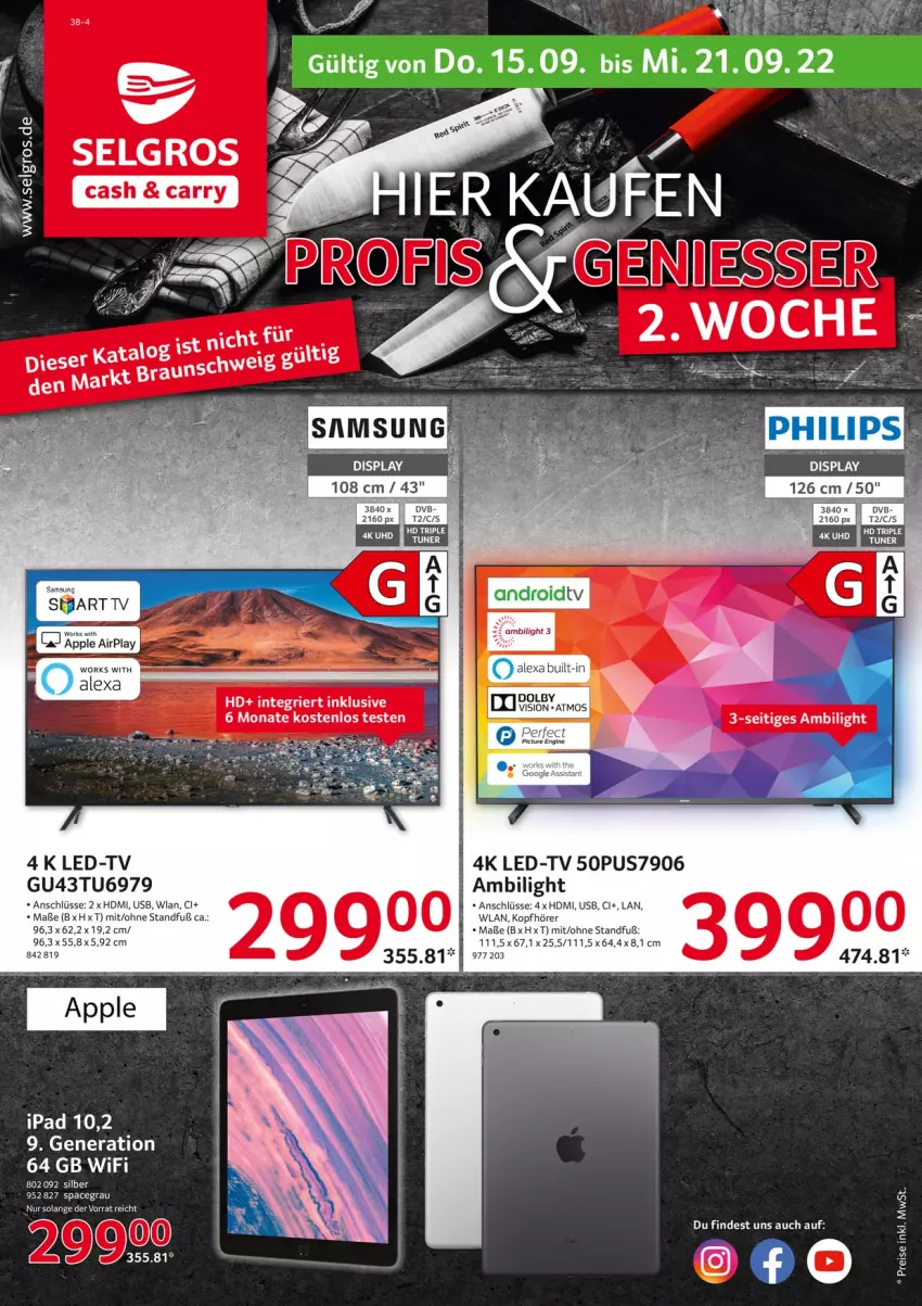 Aktueller Prospekt Selgros - Nonfood - von 15.09 bis 21.09.2022 - strona 1 - produkty: alexa, Apple, eis, HDMI, ipad, kopfhörer, LG, reis, Samsung, Ti, tuner, usb