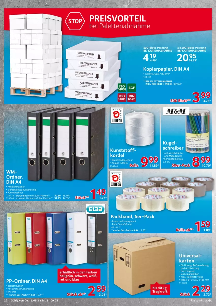 Aktueller Prospekt Selgros - Nonfood - von 15.09 bis 21.09.2022 - strona 22 - produkty: eis, kopierpapier, LG, Palette, papier, preisvorteil, reis