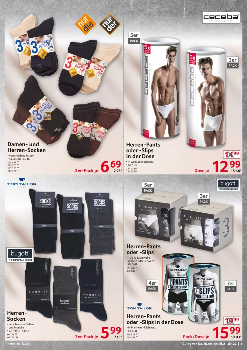 Aktueller Prospekt Selgros - Nonfood - von 15.09 bis 21.09.2022 - strona 5 - produkty: Bau, baumwolle, dell, elle, herren-pants, herren-socken, Mode, Pants, slip, slips, socken, tom tailor, wolle