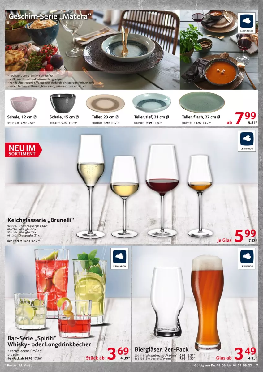 Aktueller Prospekt Selgros - Nonfood - von 15.09 bis 21.09.2022 - strona 7 - produkty: averna, Becher, bier, champagne, champagner, elle, Engel, Gläser, grappa, leonardo, mikrowelle, Parka, Schal, Schale, teller, Ti, wein, whisky