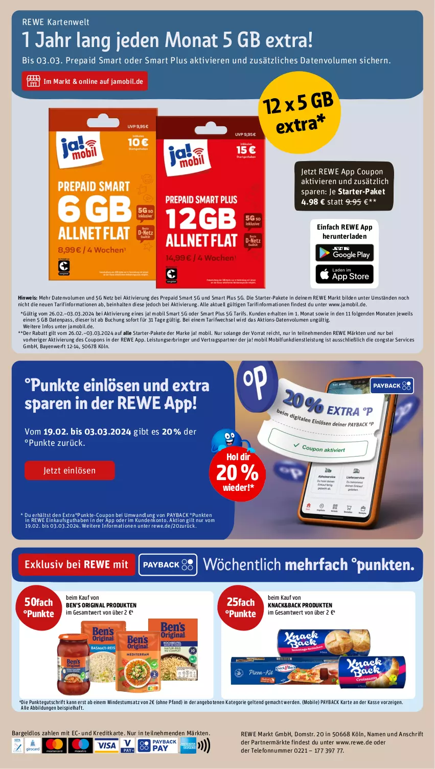 Aktueller Prospekt Rewe - Prospekte - von 26.02 bis 02.03.2024 - strona 16 - produkty: angebot, angebote, buch, congstar, coupon, coupons, eis, erde, gin, LG, mac, payback, ring, telefon, Ti