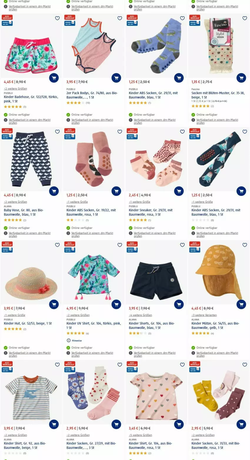 Aktueller Prospekt Dm Drogerie - Prospekte - von 28.08 bis 06.09.2023 - strona 11 - produkty: Bad, Badehose, Bau, baumwolle, bio, Blüte, body, cin, eis, hose, Kinder, Mütze, Ria, shirt, shorts, sneaker, socken, usb, wolle