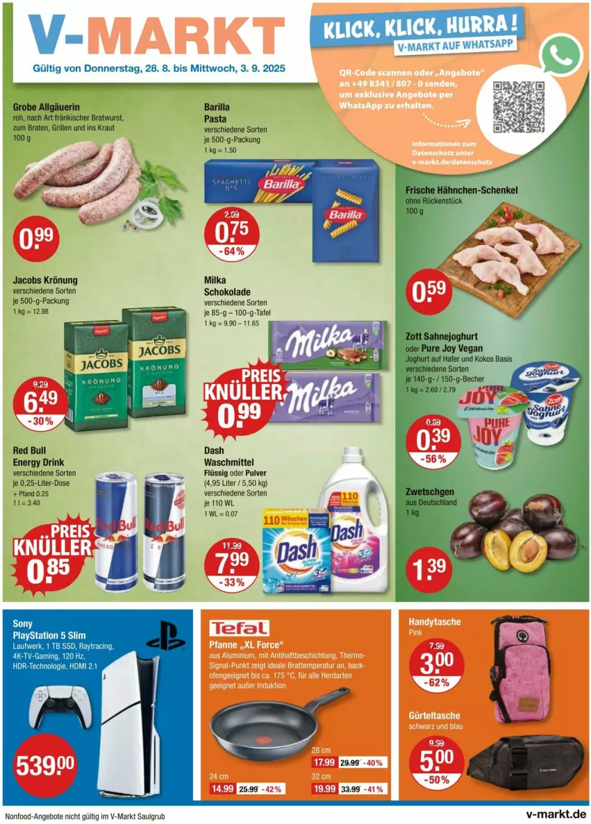 Aktueller Prospekt Vmarkt - Prospekte - von 28.08 bis 03.09.2025 - strona 1 - produkty: angebot, angebote, drink, energy drink, jacobs, jacobs krönung, LG, milka, red bull, schoko, schokolade, sony, Ti, waschmittel