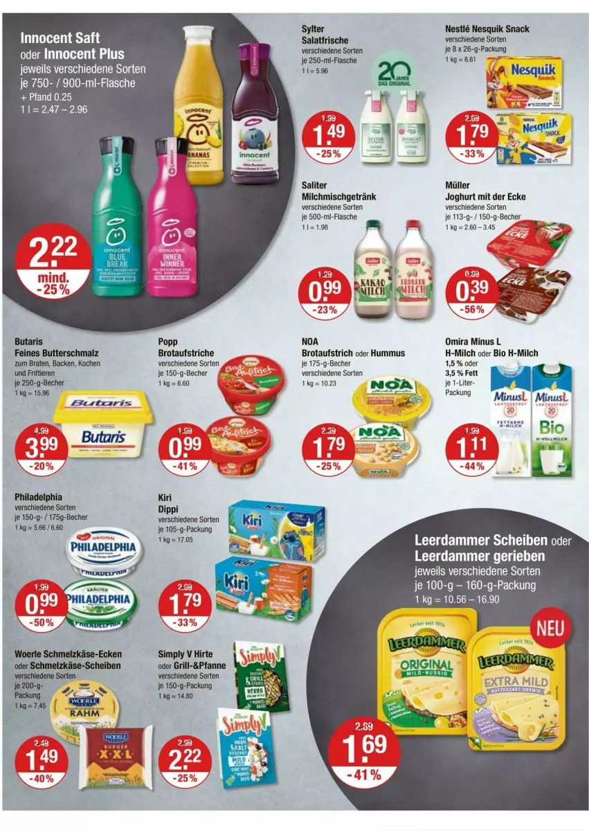 Aktueller Prospekt Vmarkt - Prospekte - von 28.08 bis 03.09.2025 - strona 6 - produkty: aufstrich, Becher, bio, braten, brot, brotaufstrich, brotaufstriche, butter, Butterschmalz, dip, flasche, getränk, grill, hummus, joghur, joghurt, joghurt mit der ecke, kiri, leerdammer, malz, milch, Müller, nesquik, pfanne, philadelphia, Popp, salat, saliter, Schmalz, sim, snack, Sylter, Ti, Tiere