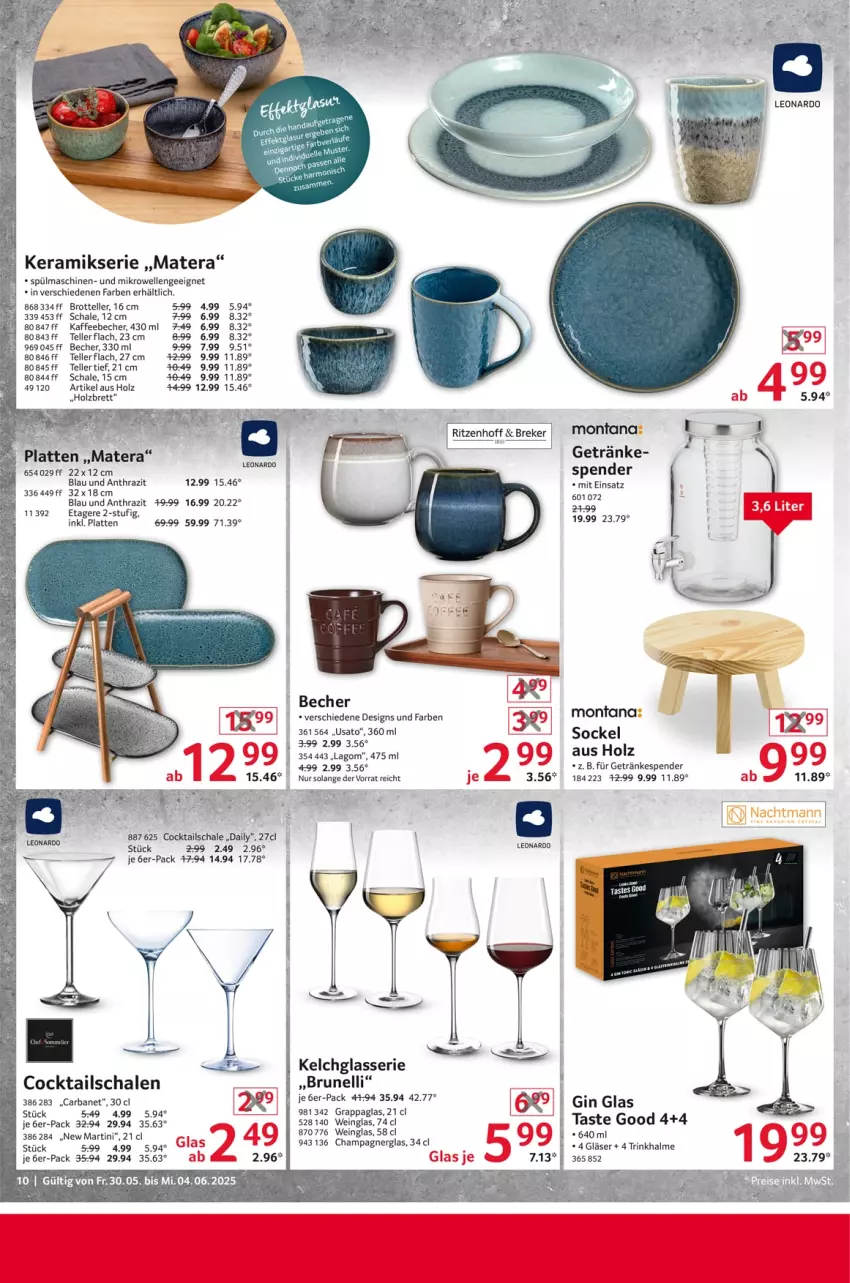 Aktueller Prospekt Selgros - Non Food - von 30.05 bis 04.06.2025 - strona 10 - produkty: Becher, bett, Betten, brot, champagne, champagner, cocktail, cocktails, elle, Etagere, getränk, getränke, getränkespender, gin, Gläser, grappa, Holz, kaffee, kaffeebecher, latte, leonardo, martini, mikrowelle, montana, Schal, Schale, spülmaschinen, tee, teller, Ti, Trinkhalme, wein