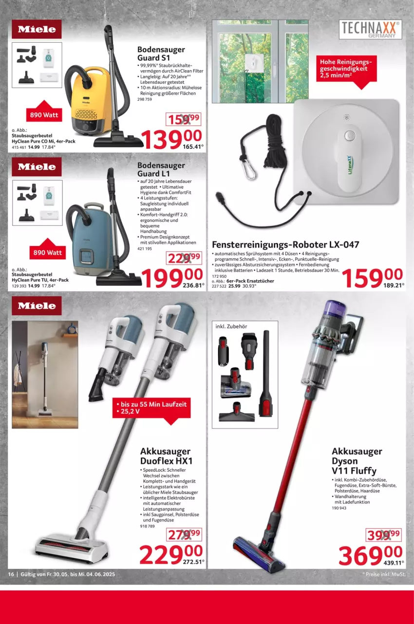 Aktueller Prospekt Selgros - Non Food - von 30.05 bis 04.06.2025 - strona 16 - produkty: akku, auer, auto, batterie, batterien, bett, beutel, bodensauger, bürste, Dyson, eis, Elektro, elle, ente, fenster, fernbedienung, Germ, Intel, miele, Pinsel, Reinigung, reis, spee, staubsauger, staubsaugerbeutel, technaxx, Ti, tisch, tücher, wandhalterung