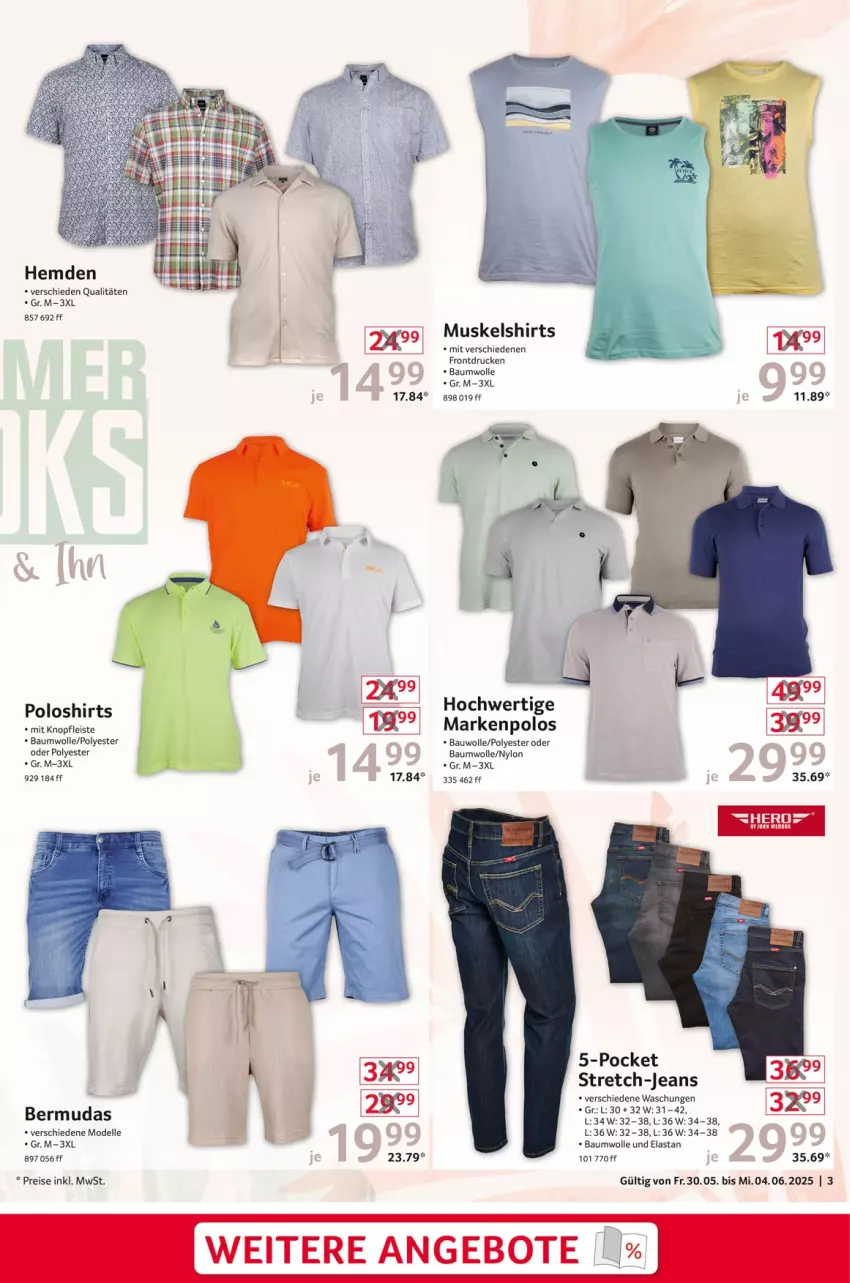 Aktueller Prospekt Selgros - Non Food - von 30.05 bis 04.06.2025 - strona 3 - produkty: Bau, baumwolle, bermuda, bermudas, dell, eis, elle, hemd, hemden, jeans, Mode, poloshirt, reis, shirt, shirts, Ti, wolle