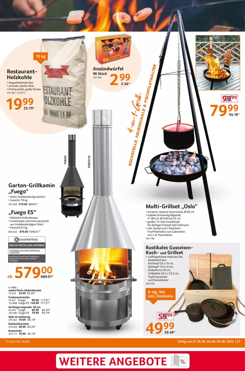 Aktueller Prospekt Selgros - Non Food - von 30.05 bis 04.06.2025 - strona 31 - produkty: abdeckhaube, bratpfanne, decke, Deckel, edelstahl, eintopf, eis, elle, feuerschale, filet, fisch, Garten, Glühwein, grill, grillplatte, grillrost, Holz, holzkohle, Kamin, Kochtopf, lachs, lack, lamm, latte, LG, maille, pfanne, Rauch, ring, Schal, Schale, Ti, topf, Topfuntersetzer, Untersetzer, wein, wok, würfel