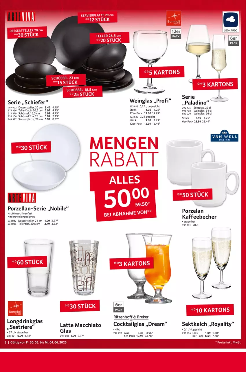 Aktueller Prospekt Selgros - Non Food - von 30.05 bis 04.06.2025 - strona 8 - produkty: ACC, Becher, chia, cocktail, dessert, Dessertteller, drink, Elan, elle, kaffee, kaffeebecher, latte, latte macchiato, leonardo, LG, mac, macchiato, mikrowelle, Ria, schüssel, sekt, spülmaschinen, teller, Ti, wein