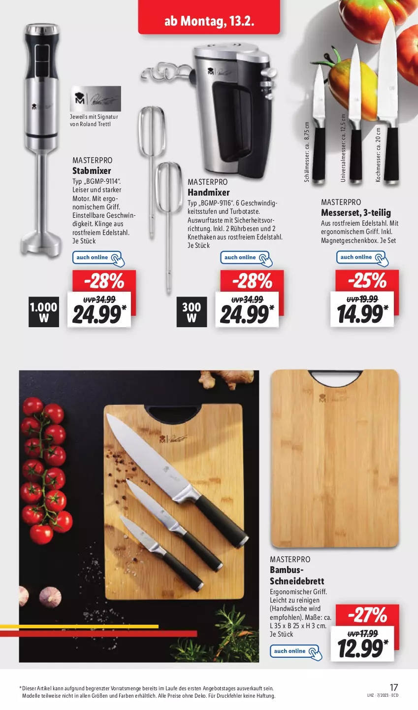 Aktueller Prospekt Lidl - Aktionsprospekt - von 13.02 bis 18.02.2023 - strona 21 - produkty: angebot, bambus, dell, edelstahl, eis, elle, Geschenkbox, handmixer, messer, Messerset, Mixer, Mode, natur, reis, schneidebrett, stabmixer, Ti, ZTE