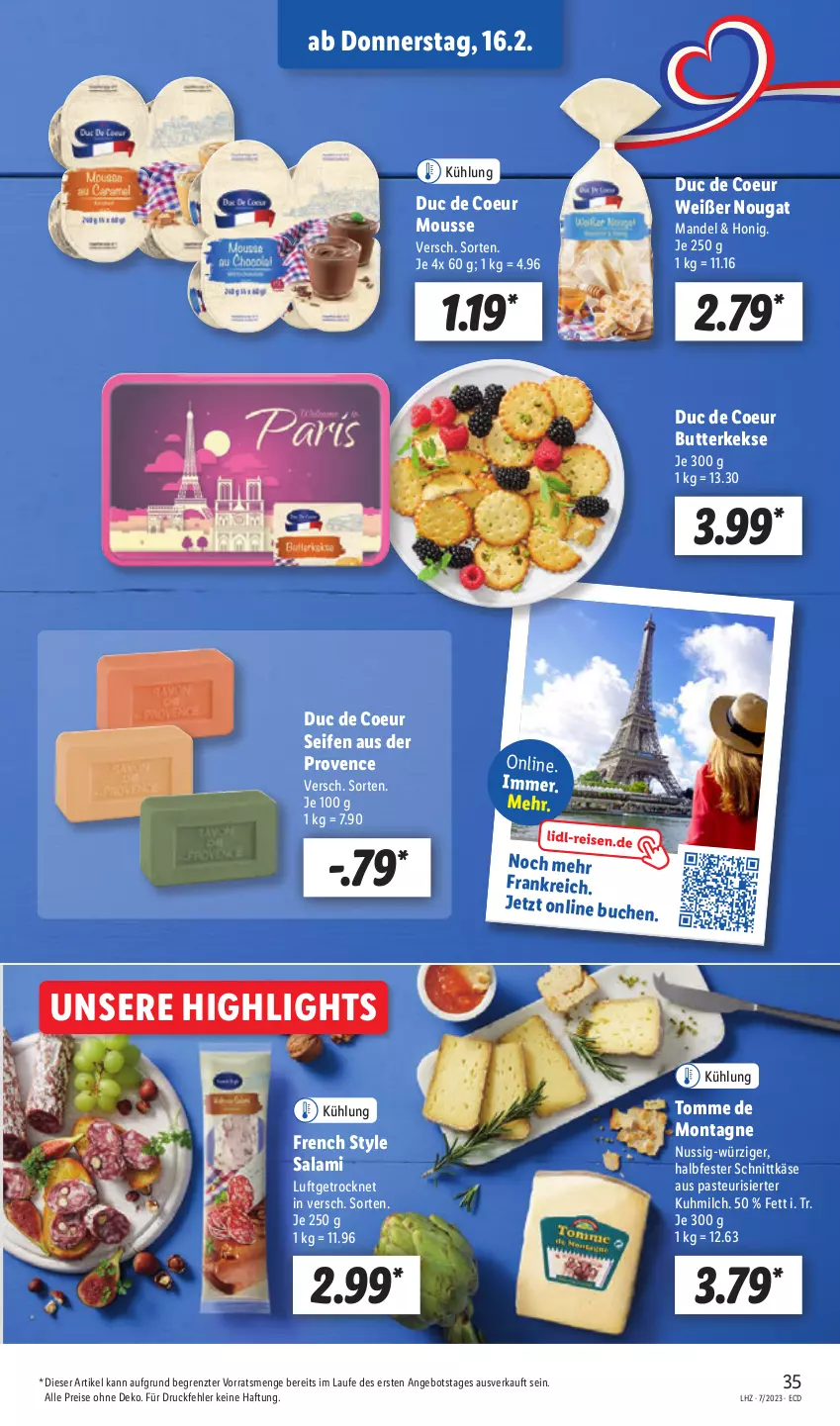 Aktueller Prospekt Lidl - Aktionsprospekt - von 13.02 bis 18.02.2023 - strona 39 - produkty: angebot, buch, butter, butterkeks, eis, halbfester schnittkäse, honig, Käse, keks, kekse, mandel, milch, mousse, nuss, reis, salami, schnittkäse, Seife, Ti, ZTE