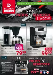 Gazetka promocyjna Selgros - Vorschau:
            Nonfood - Gazetka - ważna od 09.02 do 09.02.2022 - strona 1 - produkty: ACC, caffe, Cap, cappuccino, chia, cin, classico, eis, elle, ente, espresso, filterkaffee, kaffee, kaffeegenuss, kaffeemaschine, kaffeespezialitäten, latte, latte macchiato, LG, lungo, mac, macchiato, milch, nuss, reis, Spezi, tasse, Ti, timer, tisch, wasser, wassertank