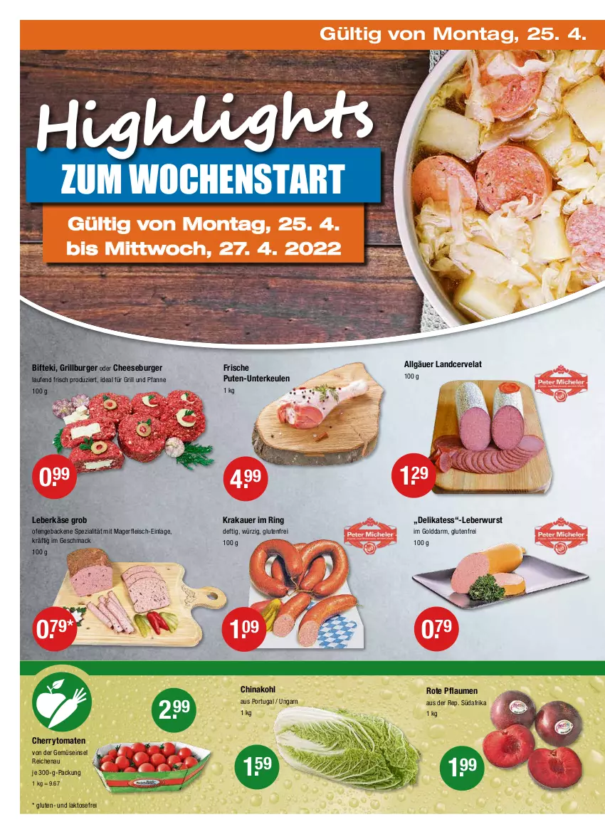 Aktueller Prospekt Vmarkt - V-Markt - von 21.04 bis 27.04.2022 - strona 22 - produkty: auer, Bifteki, burger, cherrytomaten, eis, fleisch, für grill und pfanne, geback, grill, grill und pfanne, ideal für grill, ideal für grill und pfanne, Käse, krakauer, Laufen, leberkäs, leberkäse, leberwurst, LG, mac, Ofen, pfanne, pflaume, pflaumen, pute, ring, Spezi, Ti, tomate, tomaten, und pfanne, wurst