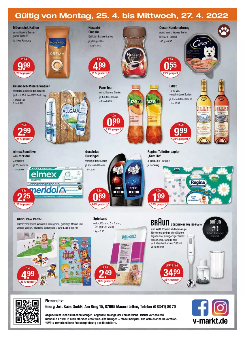 Aktueller Prospekt Vmarkt - V-Markt - von 21.04 bis 27.04.2022 - strona 24 - produkty: alle artikel ohne dekoration, Alwa, angebot, angebote, auer, Bad, ball, Becher, bohne, bohnen, bohnenkaffee, dekoration, dell, duschdas, duschgel, eis, elle, elmex, flasche, fuze tea, gin, hundenahrung, je 1-liter-flasche, kaes, kaffee, Kamill, kamille, krumbach, leine, lillet, löslicher bohnenkaffee, meridol, Messbecher, mineralwasser, Mixer, Mode, mövenpick, mövenpick kaffee, natur, Nescafé, papier, pasta, Paw Patrol, pesto, powerball, reis, rel, ring, rum, Schal, Schale, spielsand, Spritzschutz, stabmixer, telefon, teller, Ti, toilettenpapier, wasser, zahnpasta, Zerkleinerer