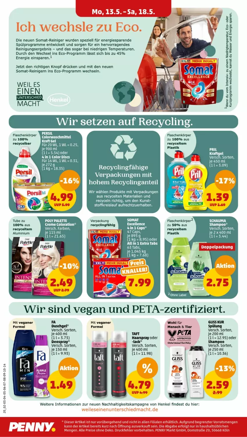 Aktueller Prospekt Penny - Prospekte - von 13.05 bis 18.05.2024 - strona 20 - produkty: asti, Cap, Clin, deo, deospray, eis, flasche, gliss, gliss kur, haarspray, henkel, kraft, lack, mac, reiniger, Reinigung, reis, Ria, schauma, shampoo, somat, Spezi, Taft, Ti, wasser, WICK