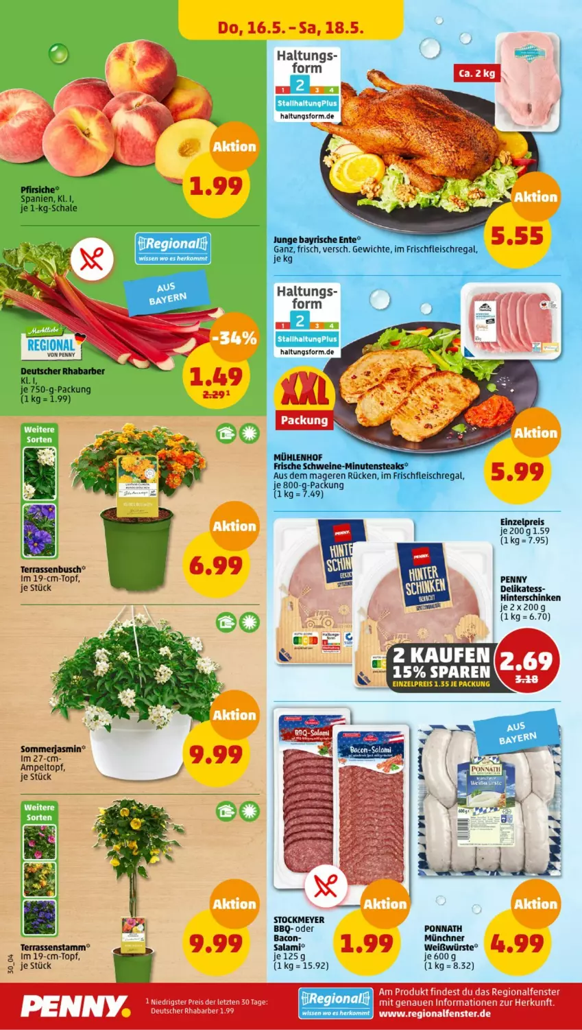 Aktueller Prospekt Penny - Prospekte - von 13.05 bis 18.05.2024 - strona 30 - produkty: eis, ente, fenster, fleisch, hinterschinken, minutensteaks, ponnath, regal, reis, rhabarber, salami, Schal, Schale, schinken, schwein, schweine, steak, steaks, stockmeyer, Ti, topf, wein, weine, ZTE