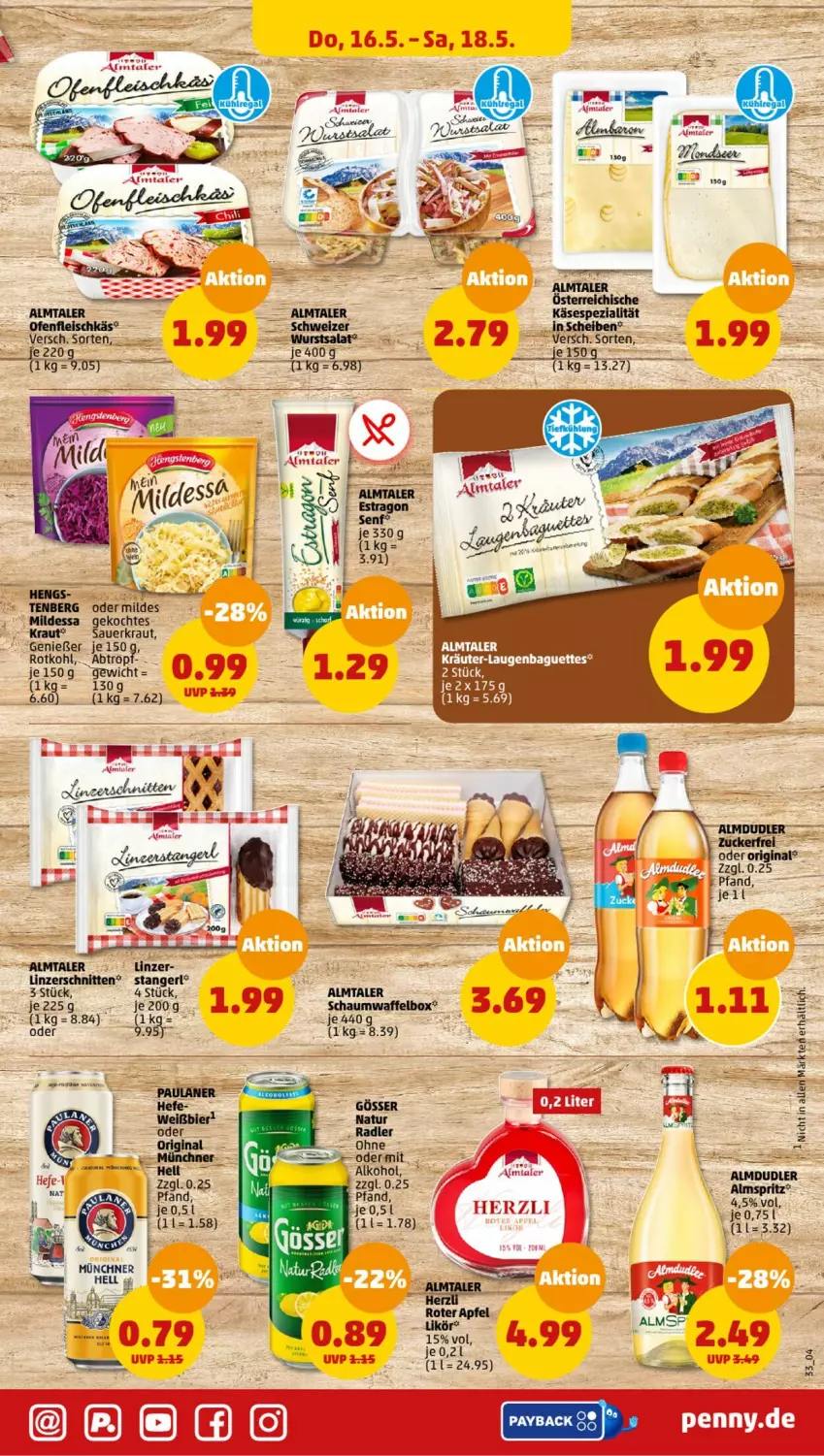 Aktueller Prospekt Penny - Prospekte - von 13.05 bis 18.05.2024 - strona 33 - produkty: almdudler, auer, baguette, baguettes, bier, gin, Kraut, kräuter, rel, rotkohl, Sauerkraut, schnitten