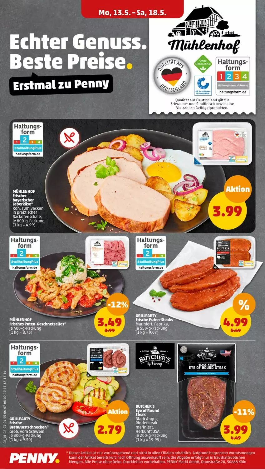 Aktueller Prospekt Penny - Prospekte - von 13.05 bis 18.05.2024 - strona 6 - produkty: backofen, eis, fleisch, Geflügel, geschnetzeltes, grill, Käse, lack, leberkäs, leberkäse, LG, Ofen, paprika, pute, reis, rind, rinder, Rindersteak, rindfleisch, Schal, Schale, schwein, schweine, steak, Ti, tisch, wein, weine, Zelt, ZTE