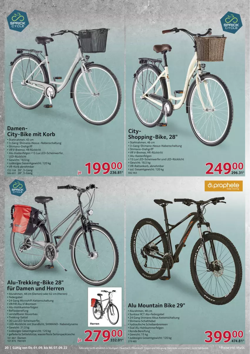 Aktueller Prospekt Selgros - Nonfood - von 01.09 bis 07.09.2022 - strona 20 - produkty: Bau, felgen, gabel, Kette, korb, LG, nexus, rücklicht, sattel, Schal, shimano, wasser