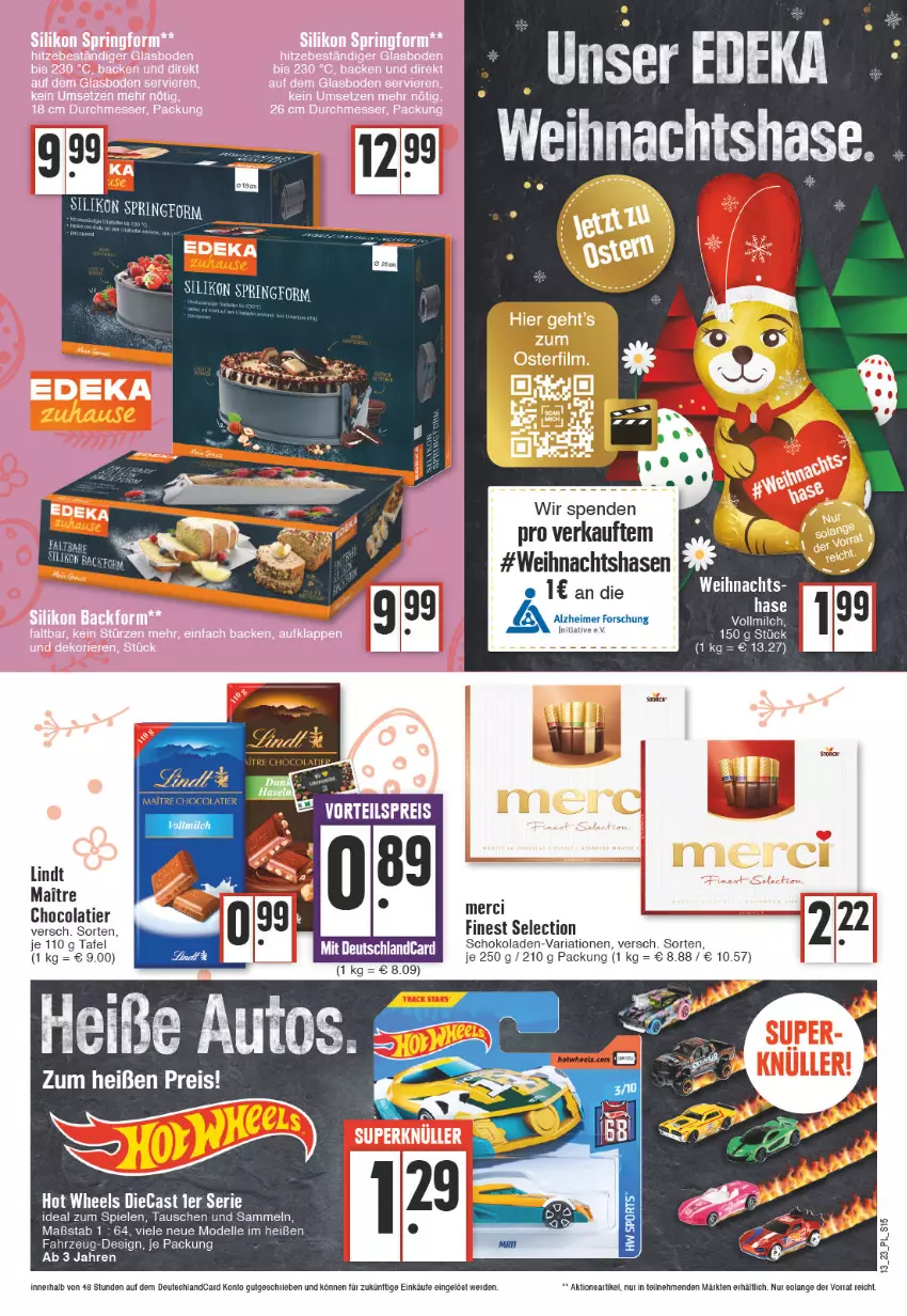 Aktueller Prospekt E Center - Angebote der Woche - von 27.03 bis 01.04.2023 - strona 15 - produkty: auto, Backform, cola, dell, eimer, eis, elle, erde, Hot Wheels, lindt, merci, messer, milch, Mode, reis, Ria, ring, schoko, schokolade, schokoladen, Spiele, Springform, Ti, vollmilch