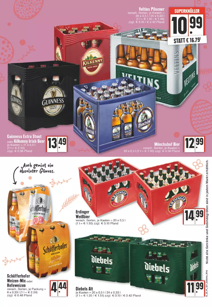 Aktueller Prospekt E Center - Angebote der Woche - von 27.03 bis 01.04.2023 - strona 21 - produkty: bier, diebels, erdinger, getränk, getränke, Hefe, hefeweizen, nuss, schöfferhofer