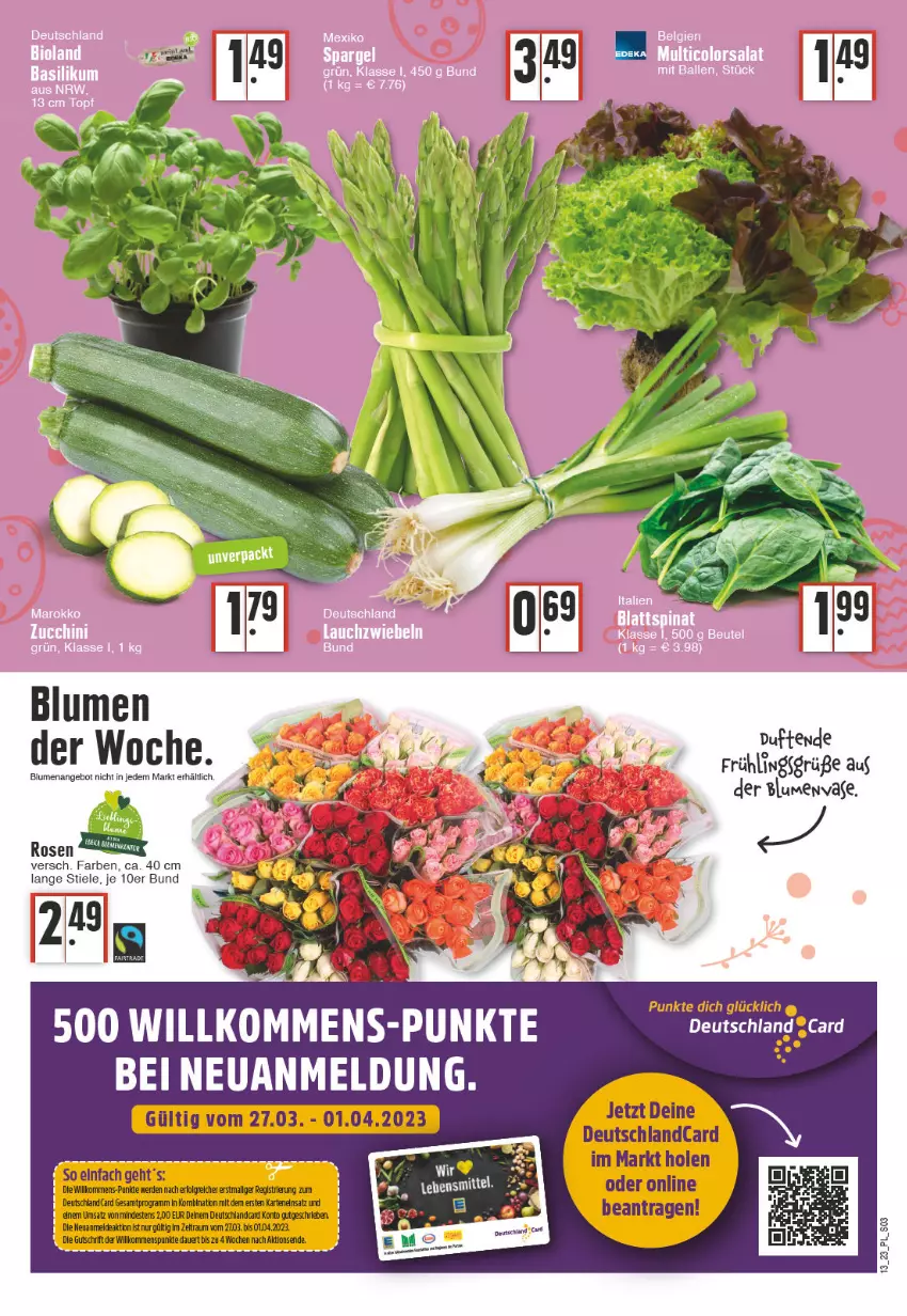 Aktueller Prospekt E Center - Angebote der Woche - von 27.03 bis 01.04.2023 - strona 3 - produkty: angebot, auer, blume, blumen, deutschland card, deutschlandcard, erde, LG, rosen, Ti