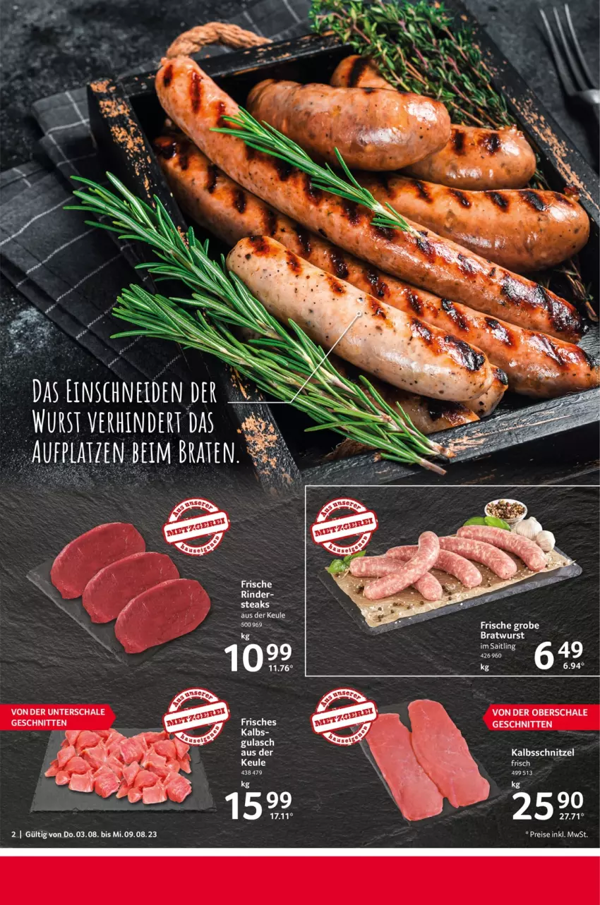 Aktueller Prospekt Selgros - Food - von 03.08 bis 09.08.2023 - strona 2 - produkty: bratwurst, eis, ente, gulasch, reis, Schal, Schale, schnitten, Ti, wurst