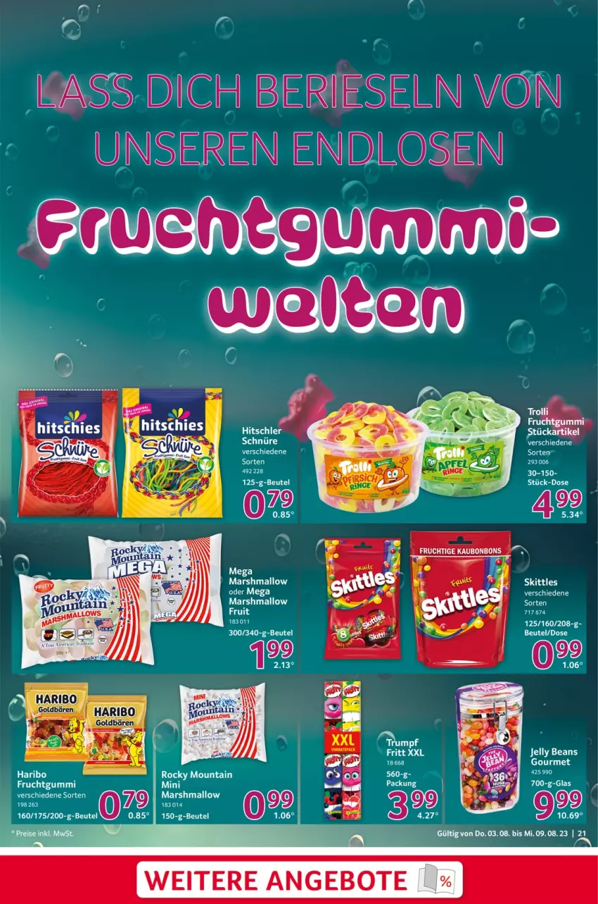 Aktueller Prospekt Selgros - Food - von 03.08 bis 09.08.2023 - strona 21 - produkty: angebot, angebote, beutel, bonbons, frucht, goldbären, haribo, hitschler, mars, skittles, tee, Ti, trolli