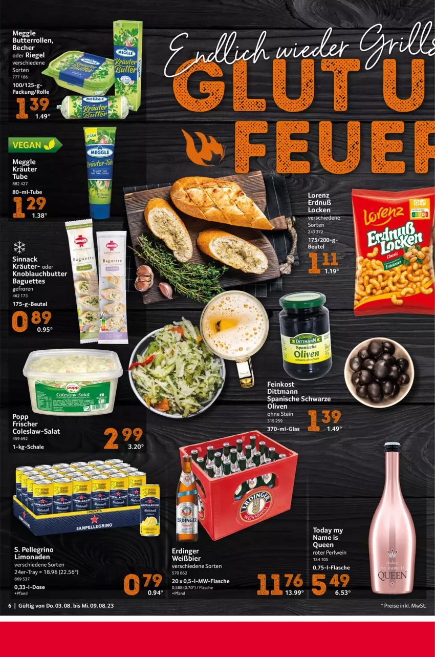 Aktueller Prospekt Selgros - Food - von 03.08 bis 09.08.2023 - strona 6 - produkty: baguette, baguettes, Becher, bier, butter, Coleslaw, dittmann, eis, elle, feinkost, flasche, knoblauch, Knoblauchbutter, kräuter, limo, limonade, limonaden, lorenz, mw-flasche, olive, oliven, reis, riegel, salat, Schal, Schale, sinnack, Ti, wein