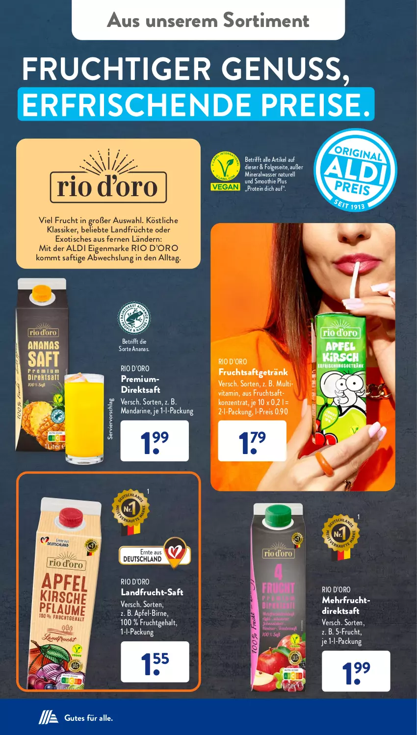 Aktueller Prospekt AldiSud - NÄCHSTE WOCHE - von 07.08 bis 12.08.2023 - strona 34 - produkty: aldi, Alwa, ananas, apfel, direktsaft, eis, frucht, früchte, fruchtsaft, fruchtsaftgetränk, getränk, LG, mandarine, mineralwasser, natur, nuss, reis, rel, saft, smoothie, Ti, tisch, vita, wasser