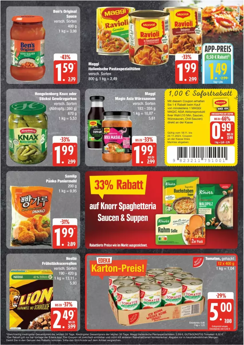 Aktueller Prospekt Edeka - Prospekte - von 18.11 bis 23.11.2024 - strona 13 - produkty: coupon, deka, eis, italienische pasta, nuss, pasta, reis, Spezi, Ti, ZTE