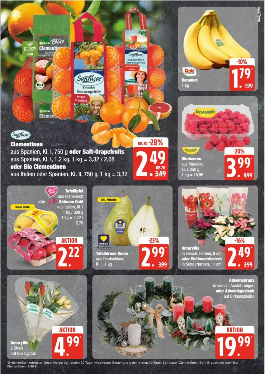 Aktueller Prospekt Edeka - Prospekte - von 18.11 bis 23.11.2024 - strona 5 - produkty: Adventskranz, bio, Birnen, clementinen, eis, grapefruit, Kranz, reis, saft, tafelbirnen, Ti, ZTE