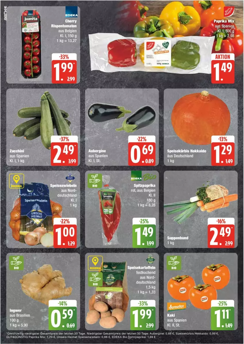 Aktueller Prospekt Edeka - Prospekte - von 18.11 bis 23.11.2024 - strona 6 - produkty: aubergine, bio, deka, edeka bio, eis, gin, Kürbis, LG, paprika, paprika mix, reis, Speisezwiebeln, Spitzpaprika, tee, Ti, ZTE, zwiebel, zwiebeln