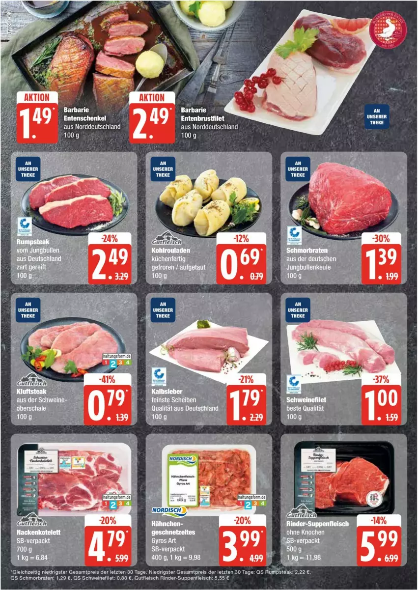 Aktueller Prospekt Edeka - Prospekte - von 18.11 bis 23.11.2024 - strona 8 - produkty: braten, brustfilet, eis, ente, Entenbrust, Entenschenkel, filet, fleisch, gutfleisch, henkel, jungbullen, Kalbsleber, reis, rind, rinder, rum, rumpsteak, schenkel, schmorbraten, schwein, schweine, schweinefilet, steak, suppe, suppen, suppenfleisch, Ti, wein, weine, ZTE