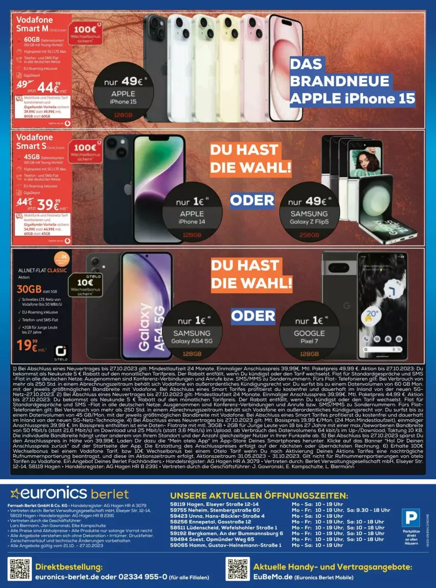 Aktueller Prospekt Euronics - Prospekte - von 25.10 bis 31.10.2023 - strona 12 - produkty: angebot, angebote, Apple, auer, beko, bett, bier, Brei, dekoration, eis, elle, ente, Handy, Kette, leine, Rauch, reis, rel, Samsung, smartphone, smartphones, Surf, tee, telefon, Ti, uhr, vodafone