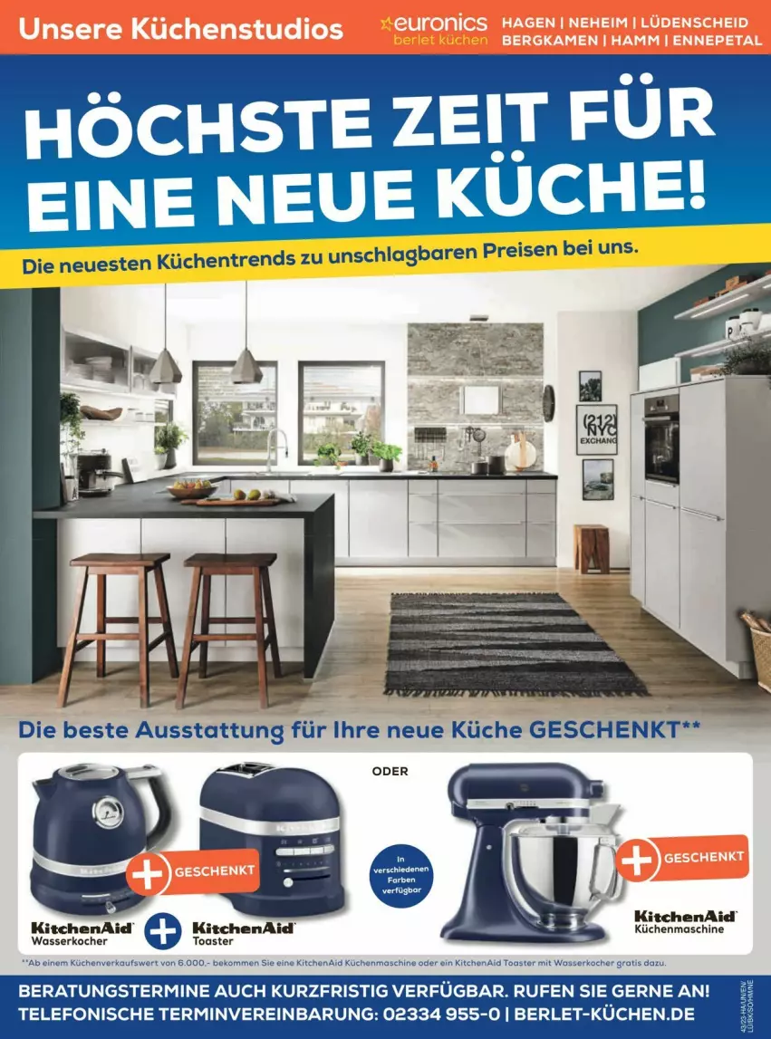 Aktueller Prospekt Euronics - Prospekte - von 25.10 bis 31.10.2023 - strona 8 - produkty: KitchenAid, Kocher, küche, Küchen, küchenmaschine, telefon, Ti, toast, toaster, wasser, wasserkocher