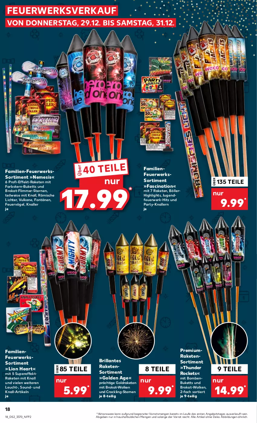 Aktueller Prospekt Kaufland - von 29.12.2022 bis 04.01.2023 - strona 18 - produkty: angebot, cin, eis, Feuerwerkssortiment, Jugendfeuerwerk, lion, Raketen, Raketensortiment, Rockets, Römische Lichter, rwe, Ti, ZTE